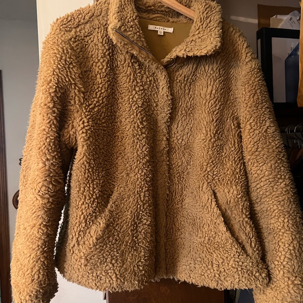 PacSun Women's Teddy Jacket in Camel Brown